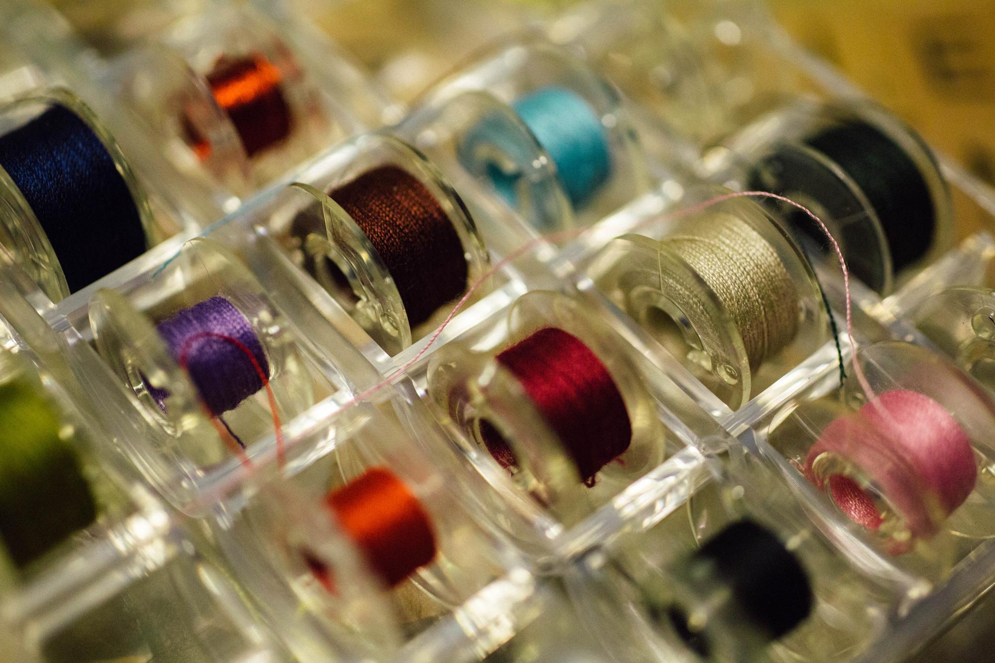 selection of threads in warm tones